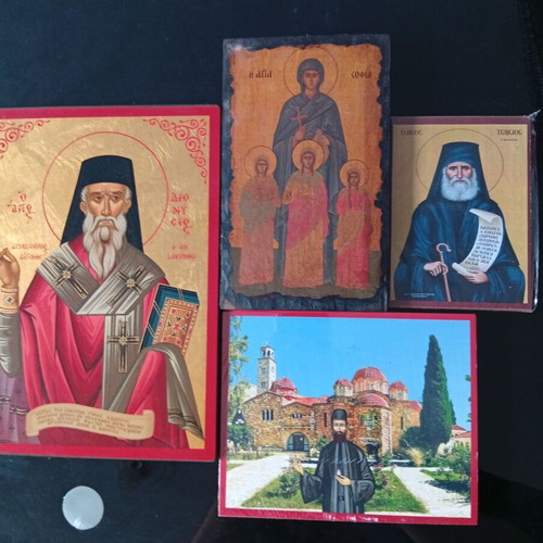 Set of 4 new ecclesiastical icons Byzantine style