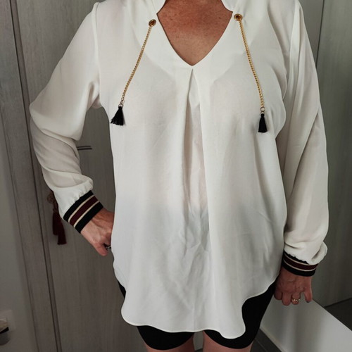 Beige-Cream Long Sleeve Blouse Derpouli Like New Size 4