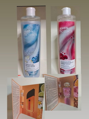 Shower gels new, 2 pieces with 2 perfume samples gift