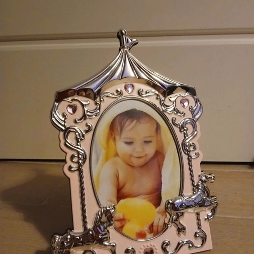 Children's silver 925 photo frame carousel shape new