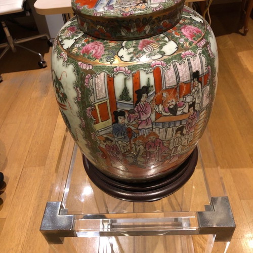 Chinese vase used on plexiglass base