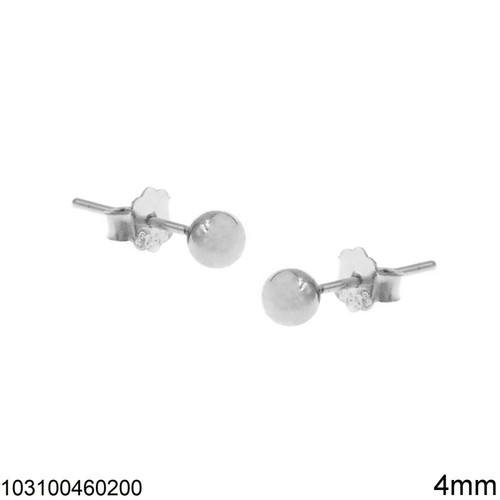 Silver 925 Earrings with 4mm Ball new