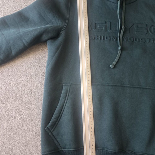 3Guys hoodie medium size like new, green, fleece interior