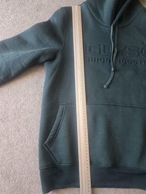 3Guys hoodie medium size like new, green, fleece interior