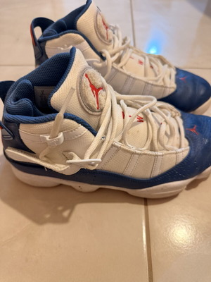 Jordan 6 Rings athletic shoes, size 41, white and blue