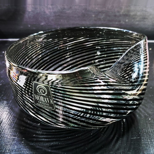 Morava small bowl new, crystal clear and black