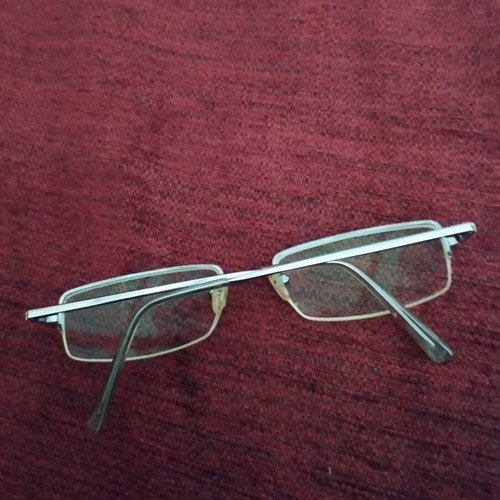 Prada vintage eyeglass frames used, gray metal rectangular shape