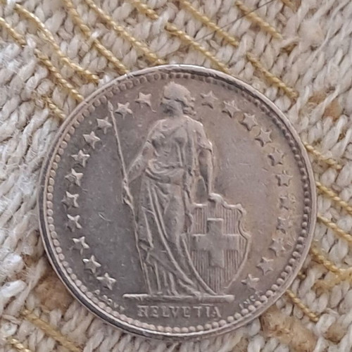 Swiss coin 1/2 franc used, 1975