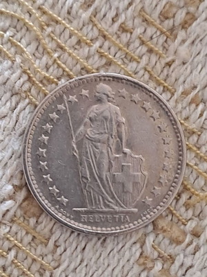 Swiss coin 1/2 franc used, 1975