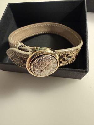 Bulgari Monete Collection βραχιόλι από δέρμα πύθωνα, 21 εκ.
