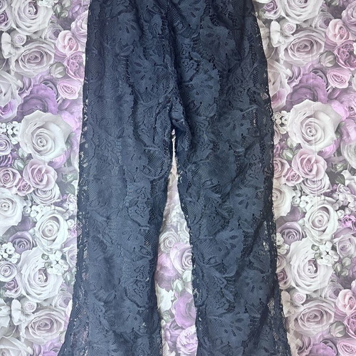 Black lace flared pants size 158/164 like new, floral design
