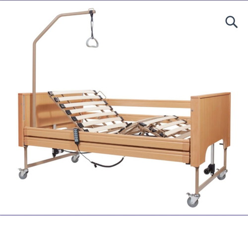 Hospital bed with remote control and mattress