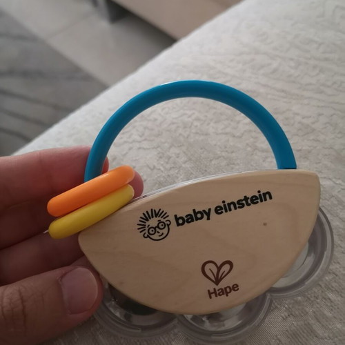 Hape Kids II Tiny Tambourine Baby Einstein like new, wooden and plastic