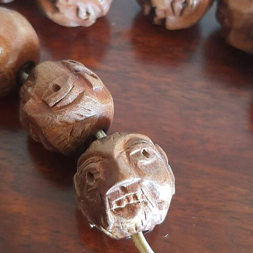 Worry beads used, handmade wooden with 19 carved beads