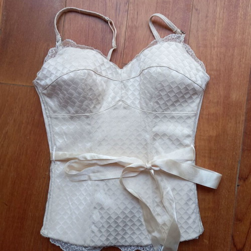 Bustier size Small like new, ivory with satin belt and lace