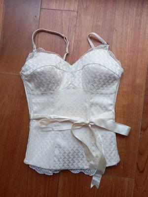 Bustier size Small like new, ivory with satin belt and lace