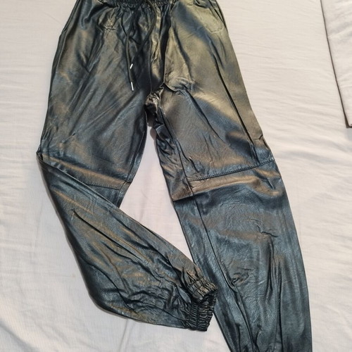 Leather pants like new, elastic waist and cuffs, black