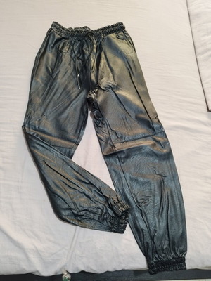 Leather pants like new, elastic waist and cuffs, black