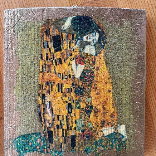 Miniature of Klimt's The Kiss frame 15x15 cm like new