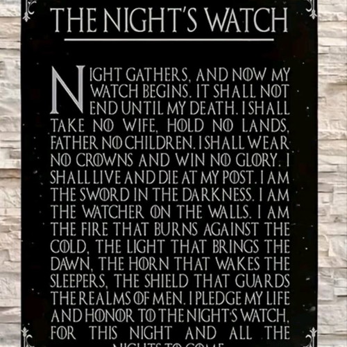 Game of Thrones Metal Canvas new, The Night's Watch Oath 30×20