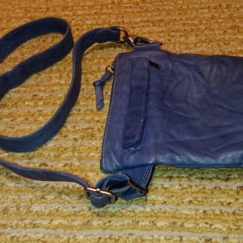 Original bag used, blue, made of genuine leather