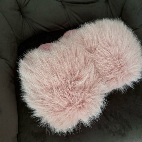 Zara fur slippers size 38 pink new