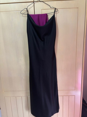Black satin dress with side slit used