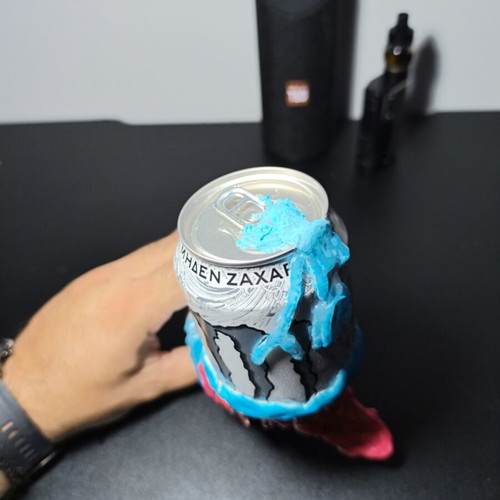 Handmade monster figure from Monster can with clay and UV resin