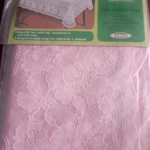 Pink tablecloth with lace new in packaging