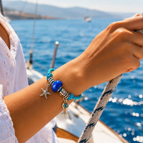 Handmade Summer Bracelet with regalon cord and summer charms