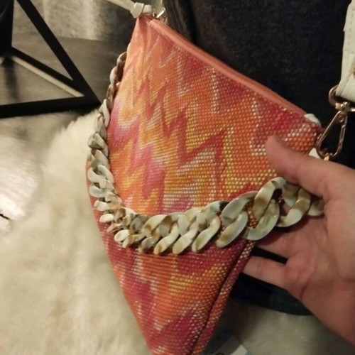 Crossbody and clutch bag in orange shades like new