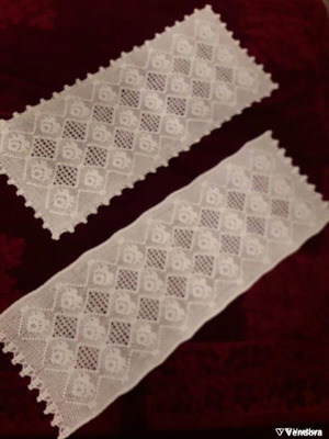 Set of two hand-crocheted white table runners new
