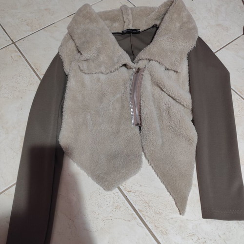 Jacket with fur and rhinestones on zipper, size small, like new