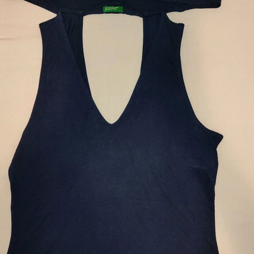 Benetton women's top like new, blue, with neck tie