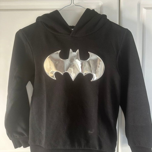 Children's black H&M hoodie with silver Batman logo like new