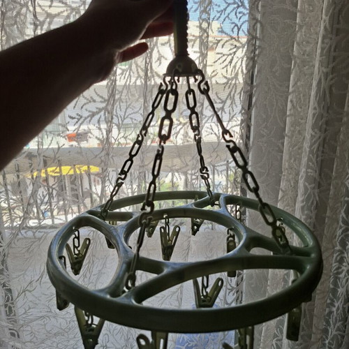 Round Hanging Clothes Airer Dryer with Pegs, Sage Green