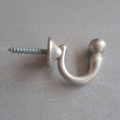 Metal curtain tieback hooks satin nickel or inox, pack of 16