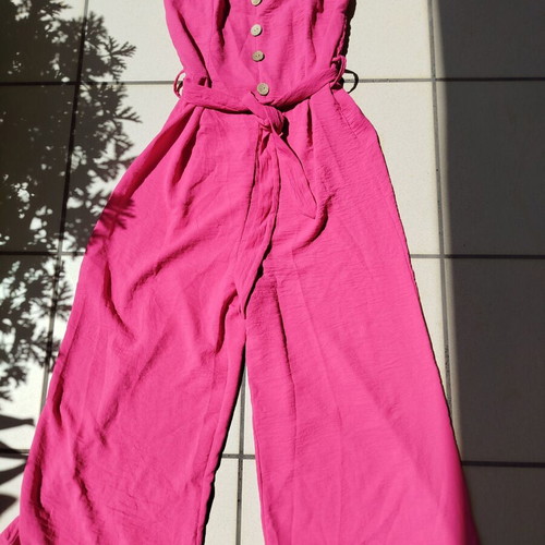 Fuchsia Wide Leg Jumpsuit with Belt like new