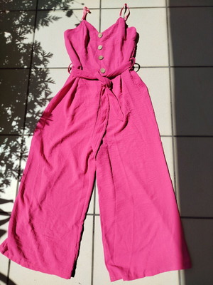 Fuchsia Wide Leg Jumpsuit with Belt like new