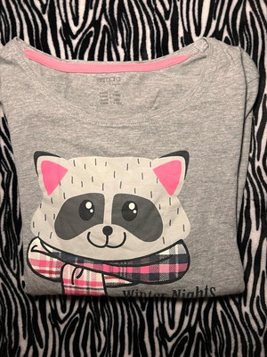 Pajama shirt with cat gray like new, cotton