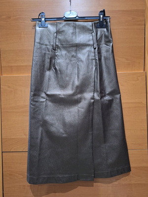Paranoia midi skirt new metallic high-waisted with slit size S
