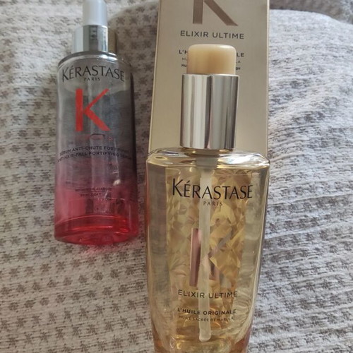 Kerastase Elixir Ultime glass bottles, collectible gold bottle