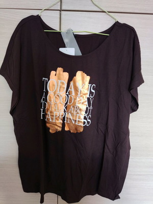 Moontide blouse new dark brown with orange-gold details, XXXL