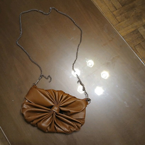 Shoulder bag like new with genuine leather and chain brown