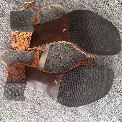 Bournazos Leather Snake Orange Heels 9cm used, size 36