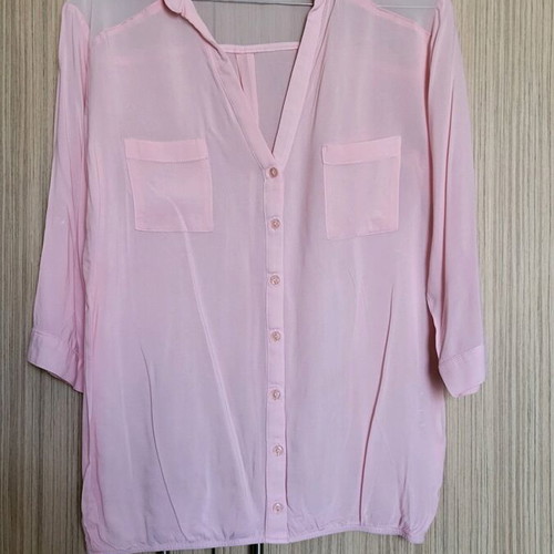 Women's shirt with transparency pink like new, size 38