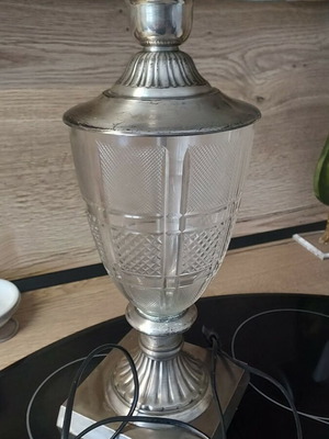 Επιτραπέζιο φωτιστικό Art Deco σαν καινούργιο, γυάλινο και μεταλλικό