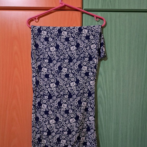 Printed pants used, cotton, white and blue, size L