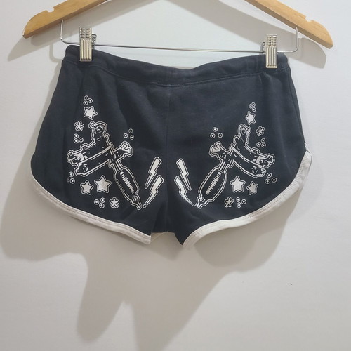 Alt Rock Mini Shorts used, cotton, black and white