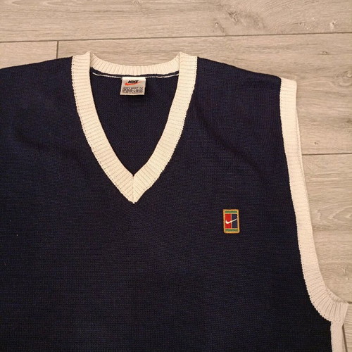 Nike Vintage knit vest used, navy-white, 80s/90s